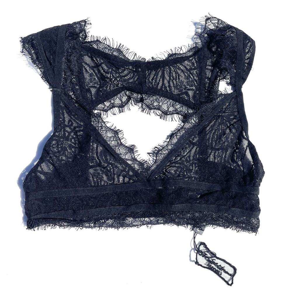 For Love And Lemons Skivvies Black Lace Bralette Bra Womens Large
